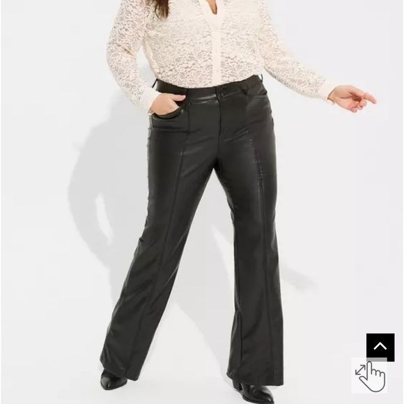 Torrid Pintuck Trouser Boot Faux Leather High Rise Pant 22 black - Picture 6 of 11